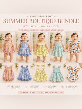 Boutique Baby Girl Summer Dress & Romper Bundle 12–18M 🍋 Tahari + Matching Sets